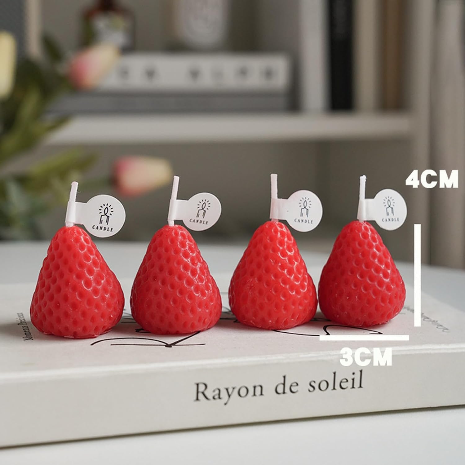 Strawberry Shaped Scented Candles, Red Mini Soy Wax Fruit Aroma Decorative Candles, Realistic Strawberry Design for Bedroom, Bathroom, Parties, Table Décor, Photo Props, Birthday Gifts - Image 2