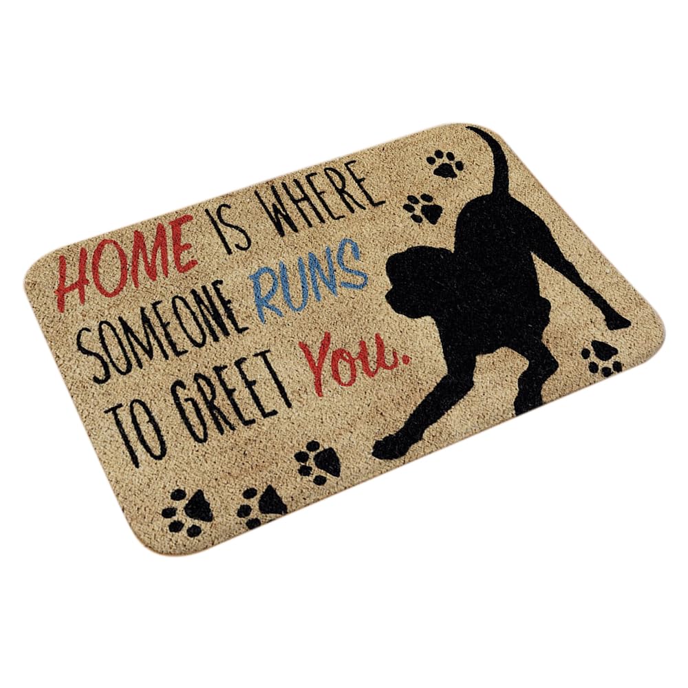 HOOTO Welcome Door Mat, Entryway Floor Mats with Non-Slip Dot Backing, Indoor Outdoor Mat for Front Door Decor, Home, and Office, Welcome Mats with Words Print, 40X60CM Style E