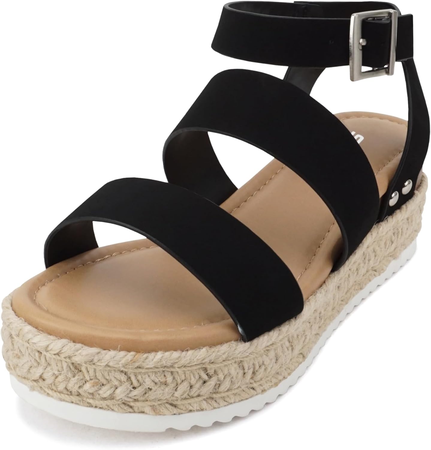Soda Top Shoe Bryce Open Toe Buckle Ankle Strap Espadrilles Flatform Wedge Casual Sanda - Image 2