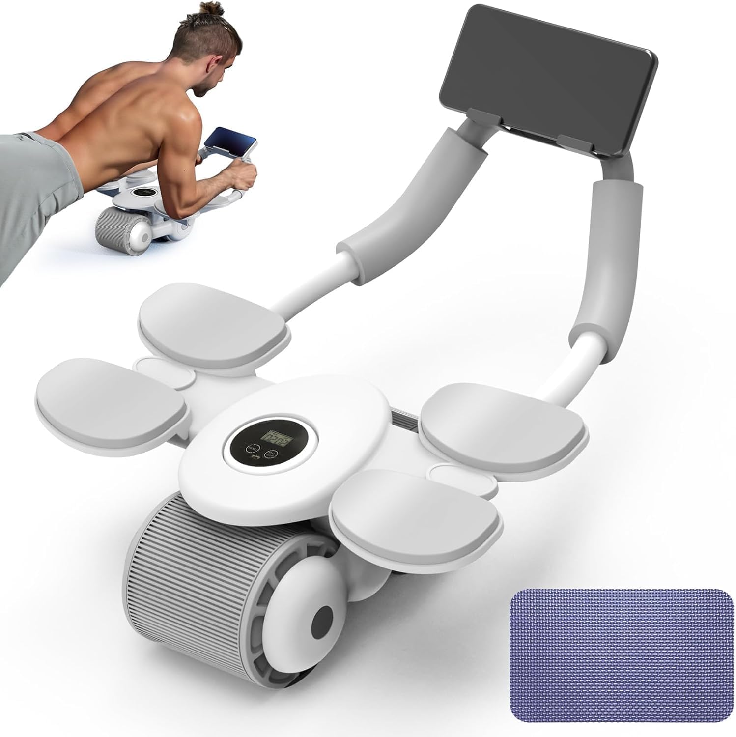 Sponsored Ad - Flintronic Abs Roller Wheel, Automatic Rebound Abdominal Wheel with Elbow Support, Fitness Ab Trainer Roller Wheel for Core Strength Training Home Gym, Includes Timer and Phone Holder