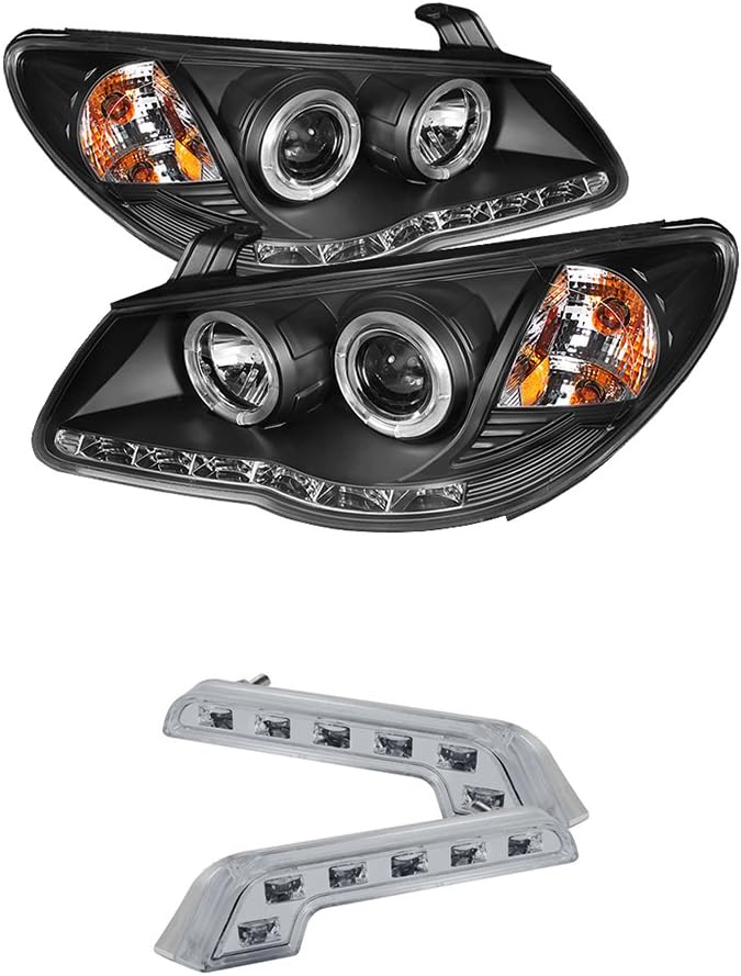 LED Halo Headlights for Hyundai Elantra 07-10 - Black/Clear Lens