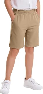 Boys' Uniform Shorts Dress Shorts | Kids School Short, for 5-14Y Boys, Straight Fit, Elastic Waist, with Pockets, Belt Loops, Knee Length, Uniform, Dressy, Golf