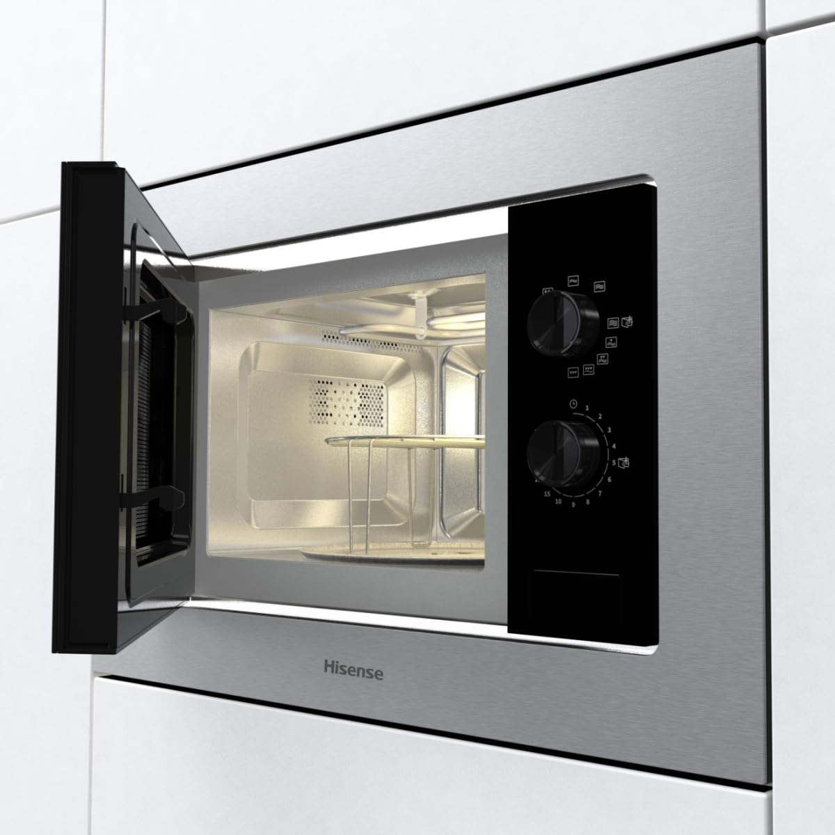 HISENSE BIM320G11X FORNO MICROONDE INCASSO 20L 800W GRILL AQUA CLEANING INOX VETRO NERO