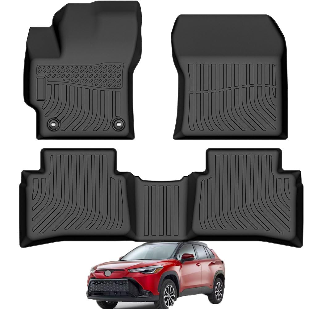 MCARCAR KIT All Weather Car Floor Mats Compatible with 2020-2024 Toyota Corolla (Fit Corolla Hybrid) 3 Piece Floor Mats Automotive Liners Set (Front & Rear) Black Accessories