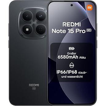 XIAOMI Redmi Note 15 Pro 5G Smartphone (8 + 256 GB) - Mobile Phone with Android, 6580 mAh Battery, IP66/IP68 Dust and Water P