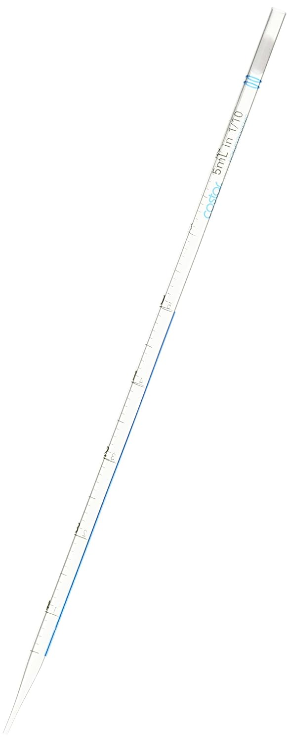 CORNING 4487 Costar Stripette Disposable Plastic Serological Pipette, 5 mL Capacity, 0.1 mL Grad