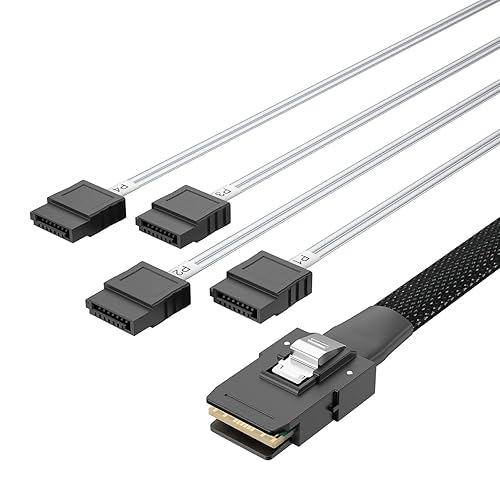 ipolex Mini SAS SFF-8087 a 4xSATA Cable de conexión frontal interno, compatible con controladores RAID, HBA, servidores y sistemas