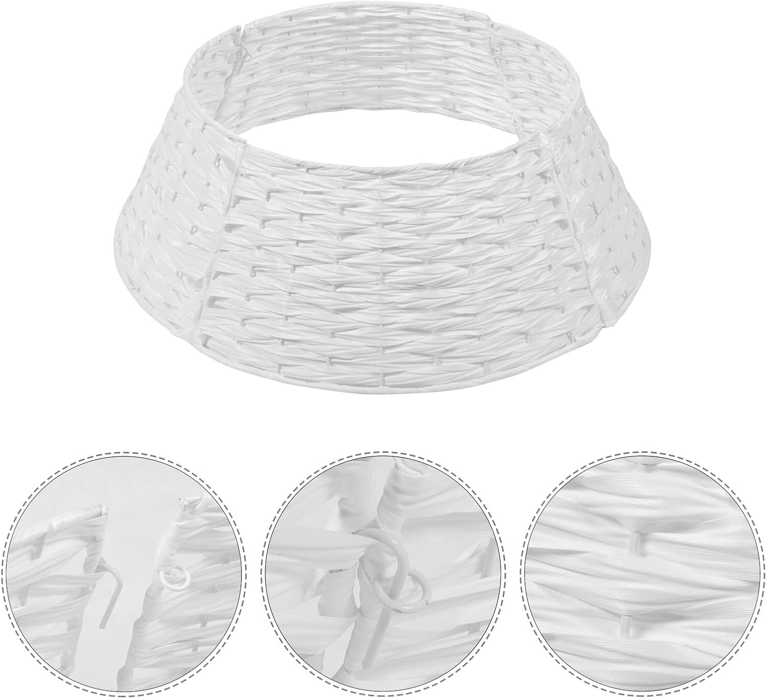 Mipcase Woven Christmas Tree Skirt with Tree Collar Small White for Holiday Decor