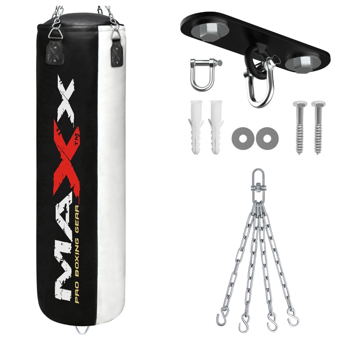 MAXX Punchbags With Hook Set Sizes 5FT, 4FT, 3FT (Black White, 4FT) — image 1
