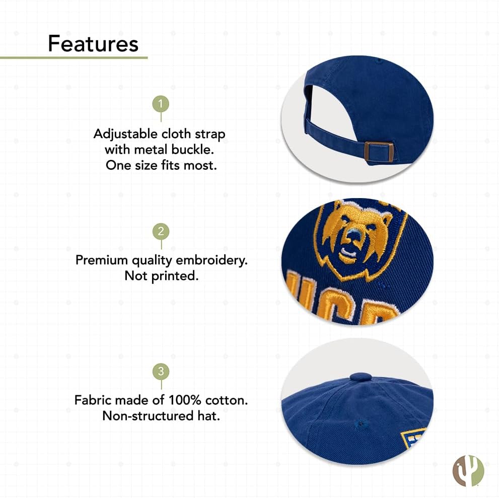 Desert Cactus University of California Riverside Baseball Hat UCR Highlanders Brimmed Embroidered Cap Adjustable Cloth Strap Adult (Style A) Blue - Image 4
