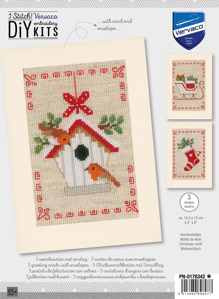 VERVACO (3PL) Cross Stitch, Christmas Motif (18 Count)