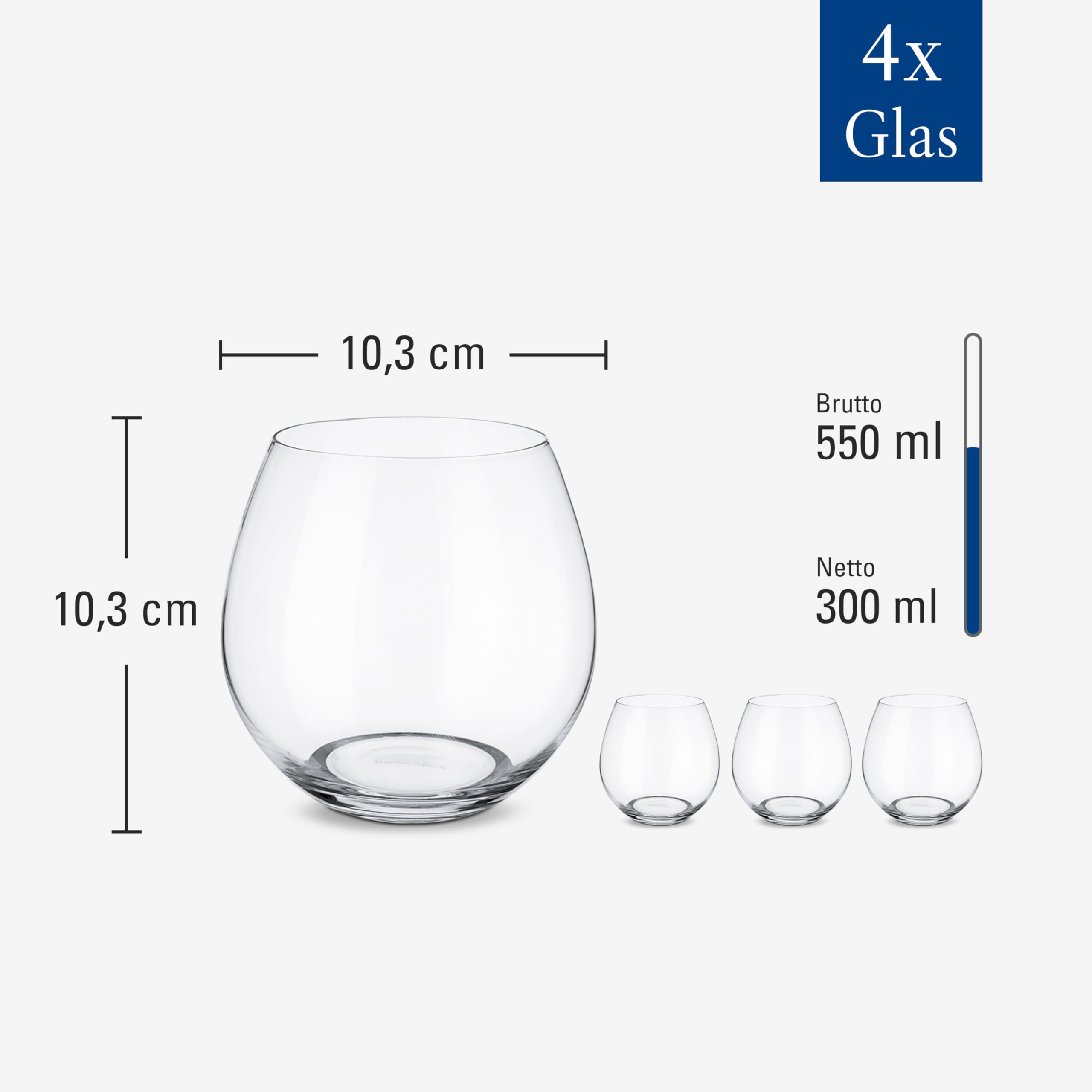 Villeroy & Boch - Entrée - Wassergläser Set 4x570ml Klar Spülmaschinenfest Für Alltag Besondere Anlässe Kristallglas Langlebig Stilvolle Gläser Für Getränke (Packung mit 2)