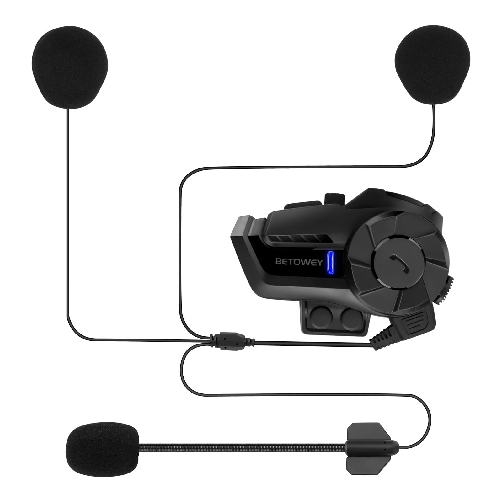 B2X Intercomunicador Casco Moto, Manos Libres Moto con Alcance de Intercomunicador de 800 Metros, Música, Radio FM y GPS - Doble