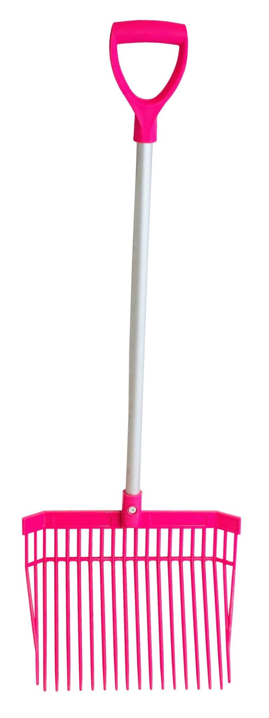 Red Gorilla Small Bedding Fork with Short D Handle Pink Lightweight For Stable Bedding Mucking Out Pitchfork for Hay and Garden Compost 110cm Long