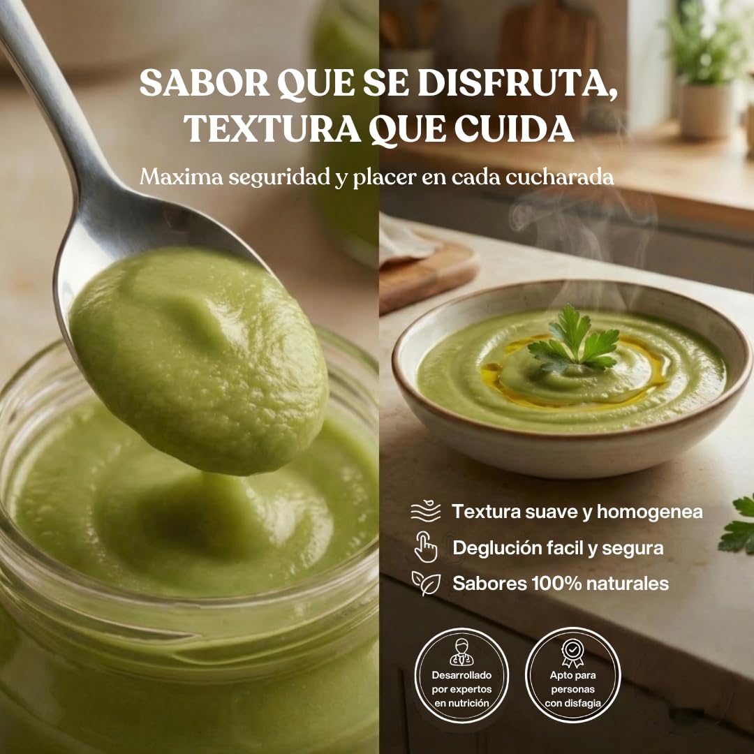 Natursenior - Comida Triturada para Personas Mayores - Pack Puré de Espinacas con Jamón y Bechamel - 100% Natural, Omega 3, Fibra, Proteína - 6 uds x 340g