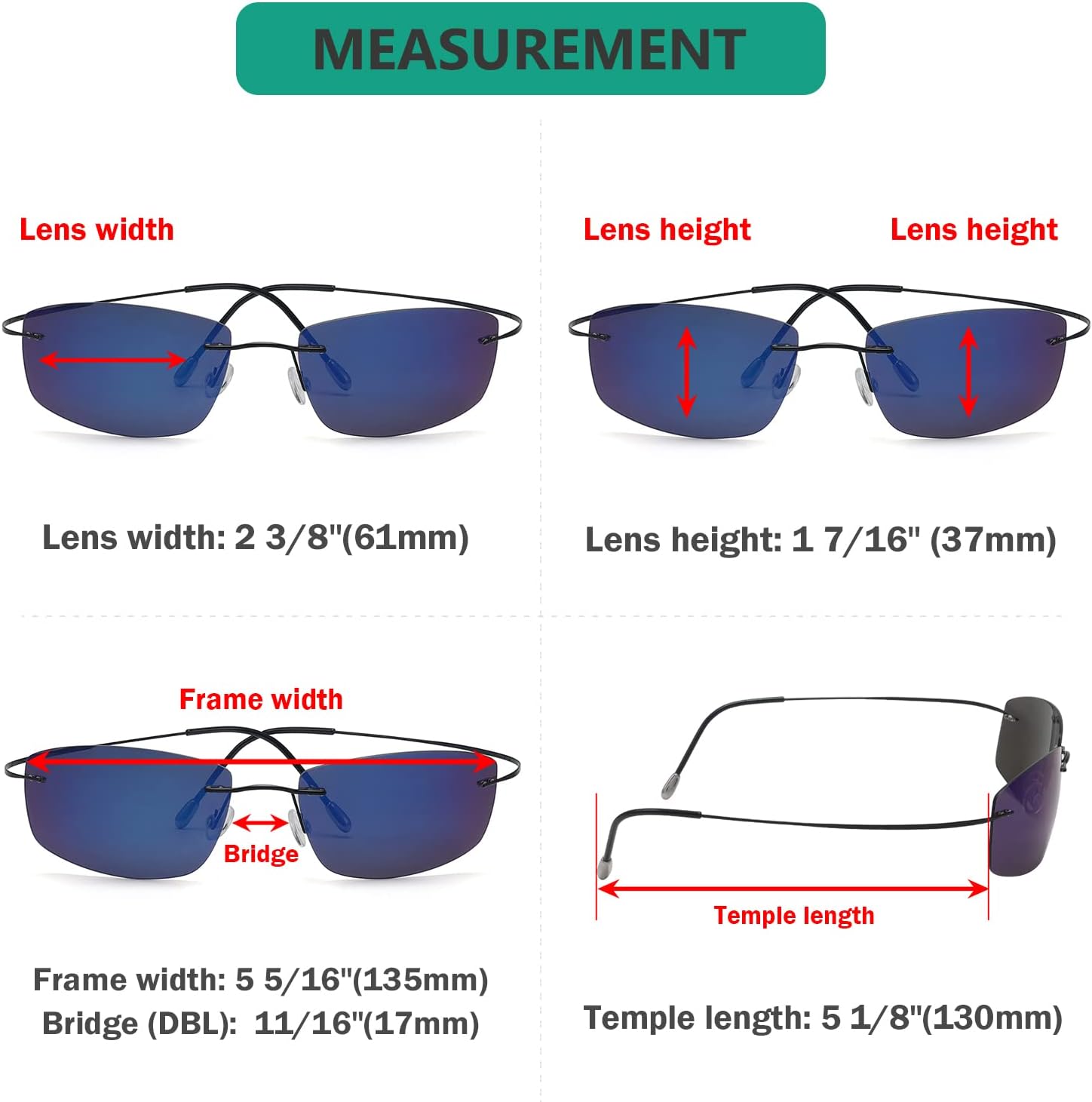 Eyekepper Rimless Titanium Frame Polarized Sunglasses