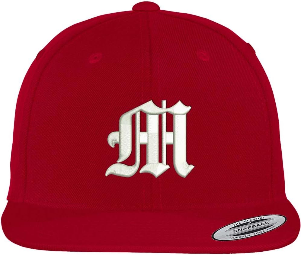 Trendy Apparel Shop Old English M Embroidered Flat Bill Snapback Cap