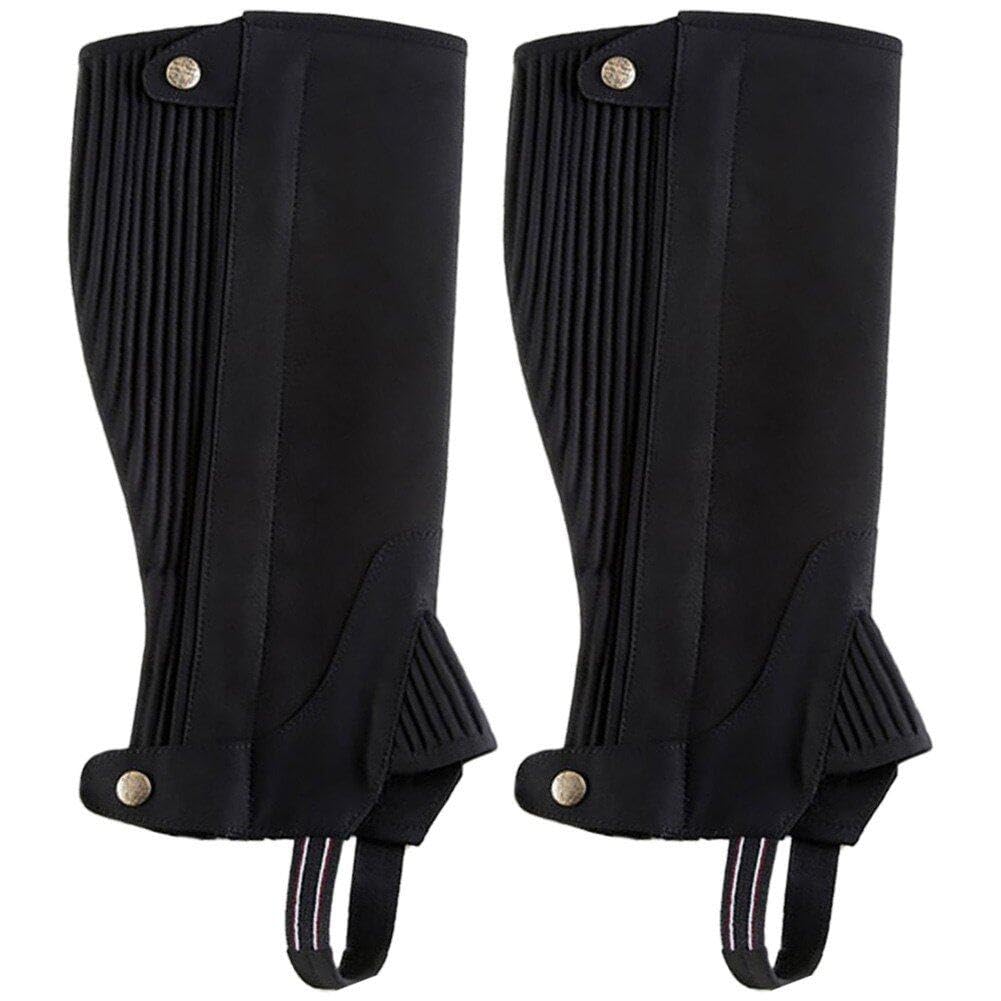 Guêtres D'équitation Enfant Saxon, Demi-chaps Cuir Noir, Taille L