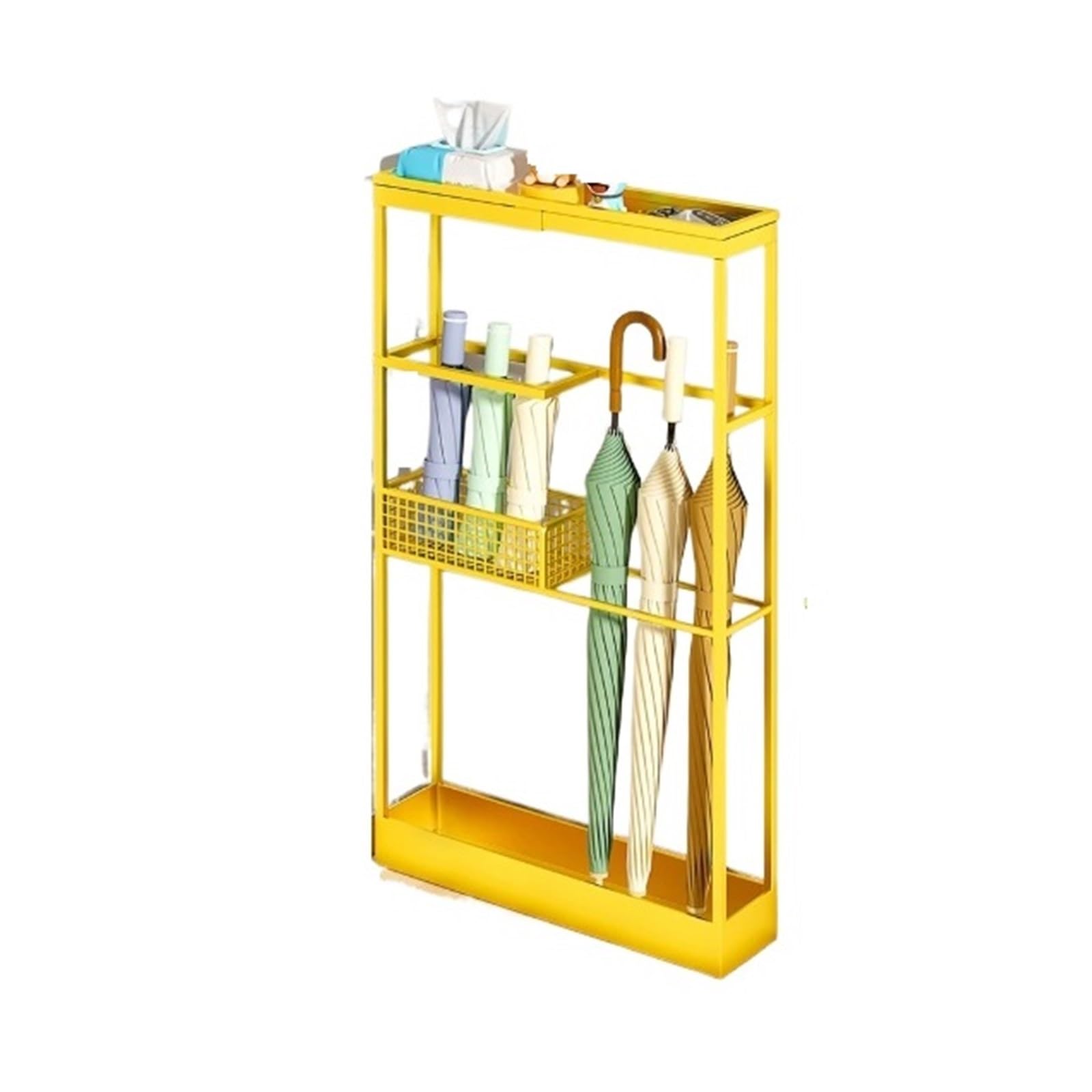 XUJUAN-0227 Umbrella Holder Home Umbrella Stand, Door-mounted Rack, Wrought Iron Drainage(Gold)