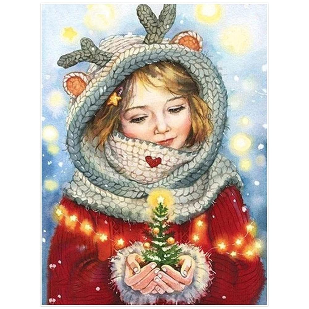 DIY 5D Peinture Diamant Kits pour adulte/enfant,Fille de Noël Diamond Painting Grande Complet Round Cristal strass Point de Croix Broderie Artisanat Home Décoration Murale Cadeau(80x120cm,32x48in)