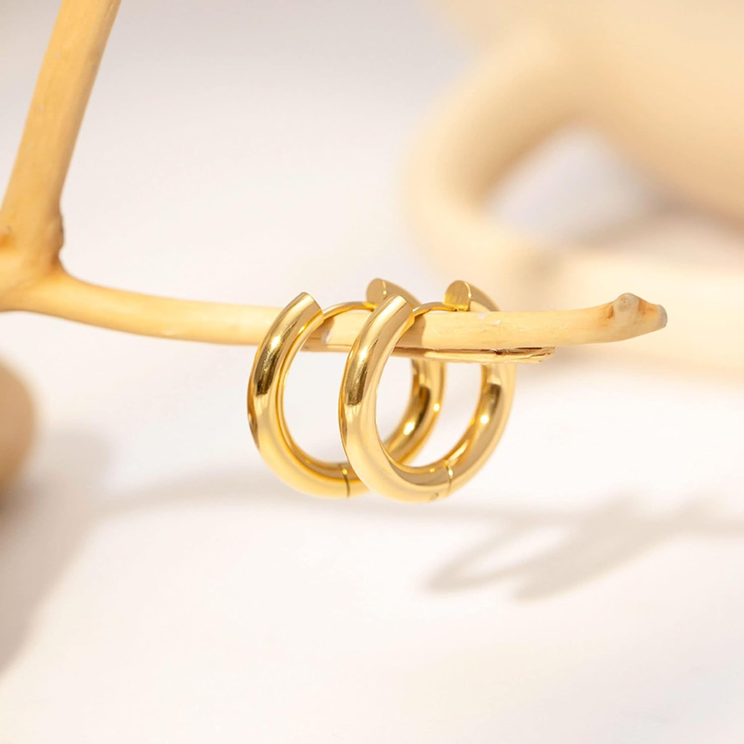 Small Hoop Earrings for Women 18K Gold Plated Thick Hoop Earrings Small Gold Hoop Earrings - Image 5