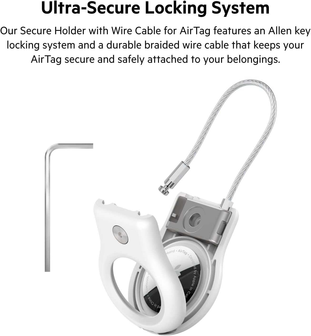 Belkin AirTag Case with Wire Cable, Secure Holder Protective Cover for Air Tag, Scratch Resistance, AirTag Accessory - White : Electronics