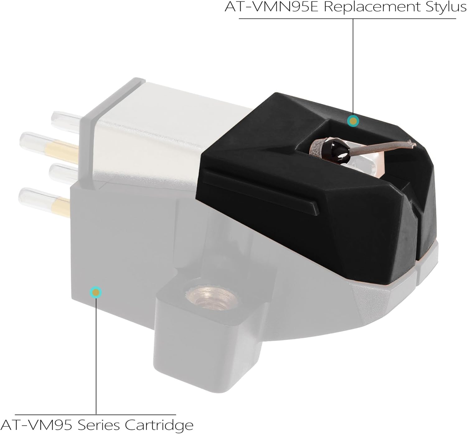 AT-VMN95E Diamond Replacement Stylus Needle for VM95 Series, Compatible with Audio Technica AT-LP120XUSB,AT-LP120XBT-USB Vinyl Turntables - Black - Image 4