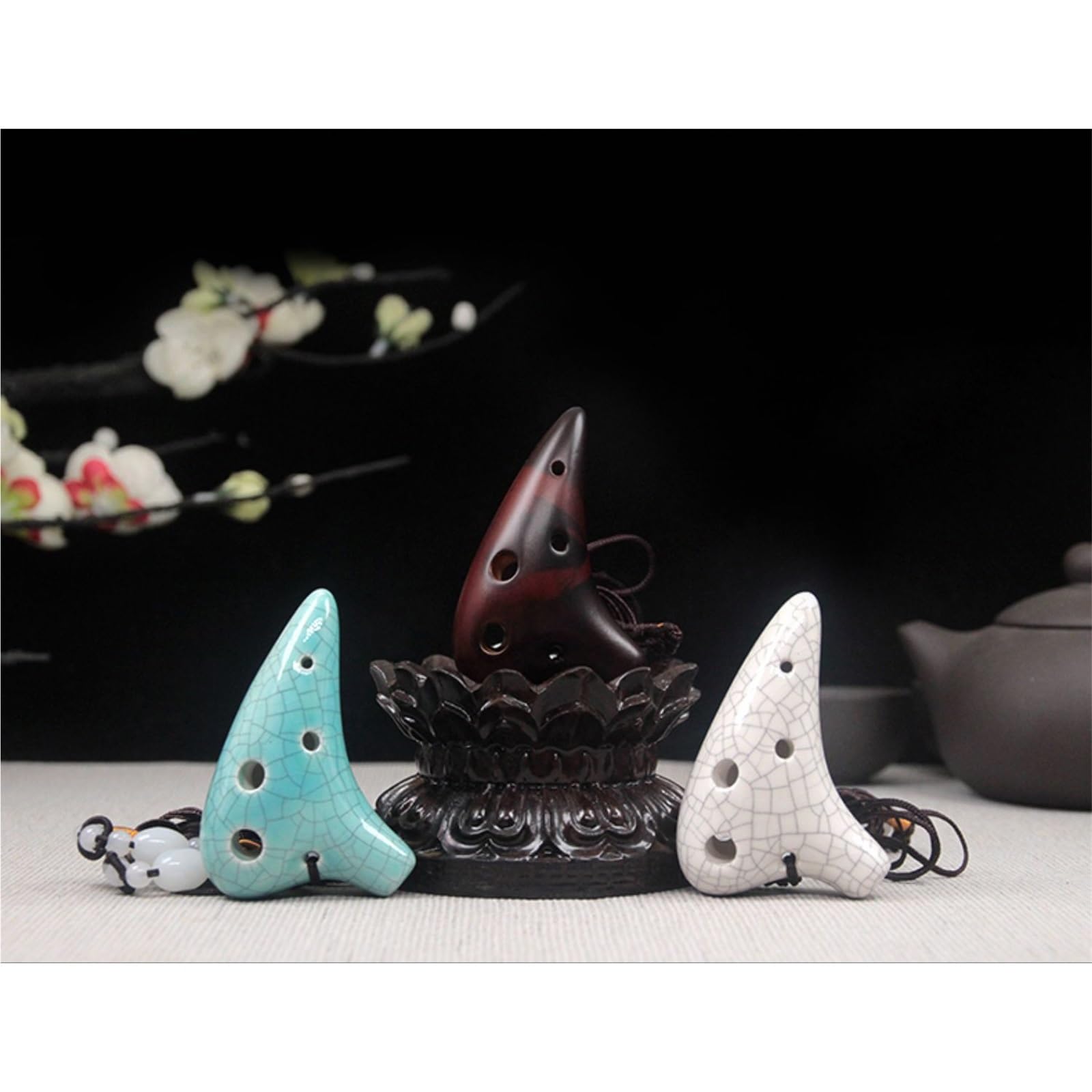 Ocarina Mini Ocarina Super Treble F Tune SSF Collana 6 Fori Affumicato Crack Semplice Strumento Musicale(Brown)