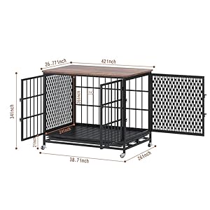 Indestructible Dog Crate, BOINN 42 inch Heavy Duty Extra Large Dog Crate Furniture for Large Medium Dog with Removable Trays, 3 Door, 4 Lockable Wheels & 5 Locks, XL Dog Kennel Furniture Indoor Indestructible Dog Crate BOINN 42 inch Heavy Duty Extra Large Dog Crate Furniture for Large Medium Dog with Removable Trays 3 Door 4 Lockable Wheels 5 Locks XL Dog Kennel Furniture Indoor