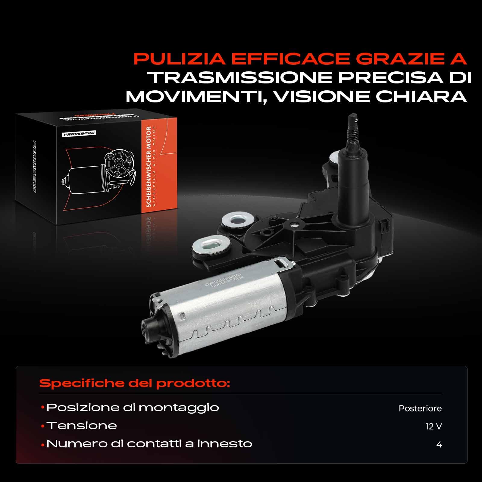 Frankberg Motore Tergicristallo 4-Poli Compatibile con Polo 9A 9N 1.2L-1.9L Polo Berlina 9A2 9A4 9A6 9N2 1.4L-1.9L Replace# 6Q6955711