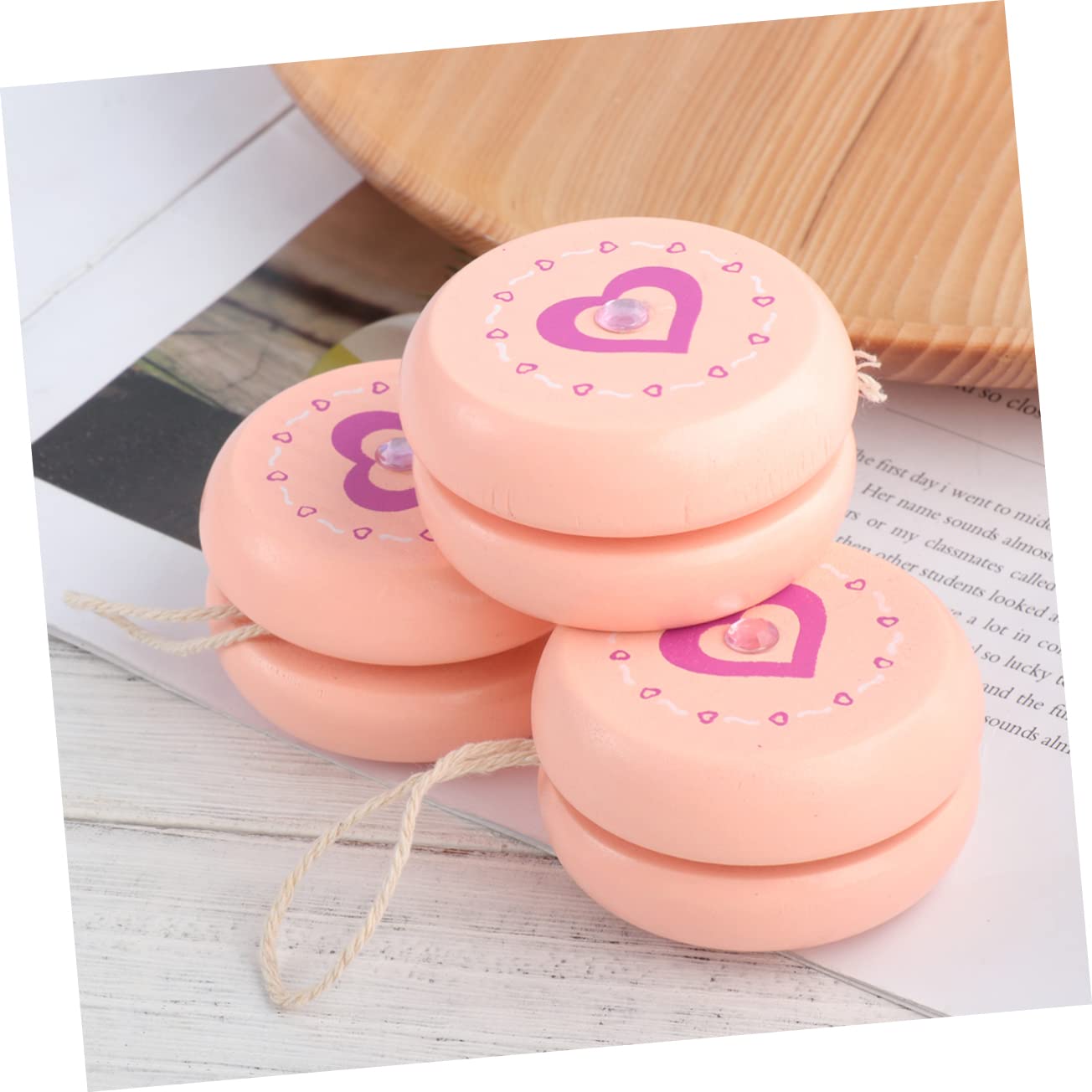 SUPVOX Wooden Yoyo Balls for Boys and Girls Educational Plaything Yoyo Strings Cartoon Patterns Safe for Boys and Girls