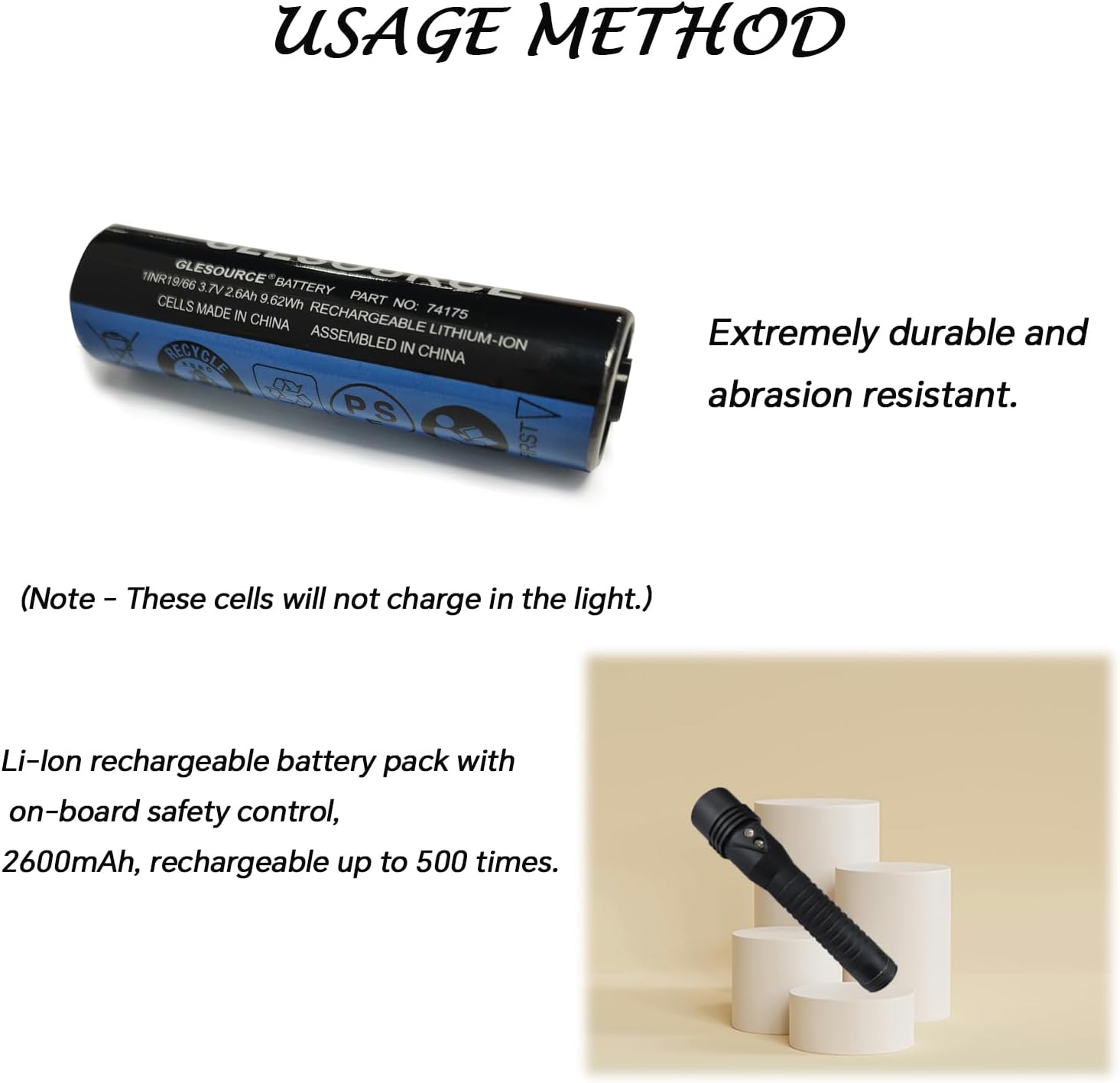 3.7V 2.6Ah Rechargeable 74175 Lithium-ion Battery Compatible with 74175 Battery, Strion Flashlights Genuine OEM (2 Pack)