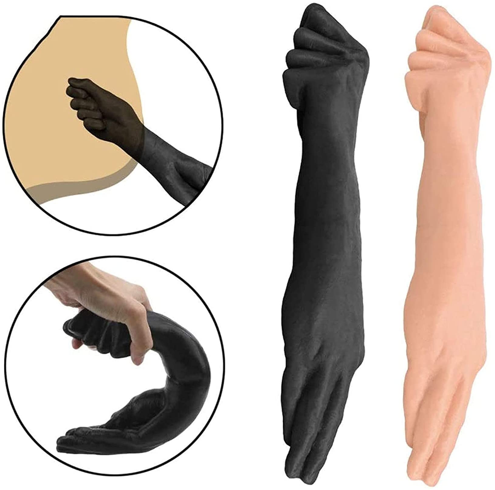 Dildo anale a doppia testa, vibratore a mano, dildo lungo 36 cm, plug anale a mano grande, giocattoli sessuali SM for donne e uomini lesbici(Fleisch)