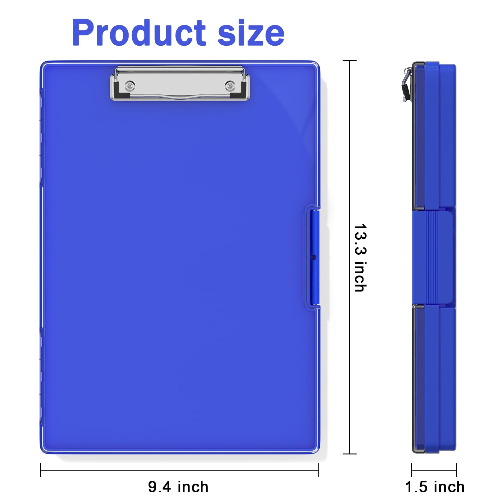 Rimilak Portablocco in plastica con contenitore, apertura laterale con 2 custodie, portablocco ad alta capacità con clip resistenti, per lavoro, scuola, ufficio, blu scuro