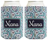 Mother's Day Gift for Nana Cute Paisley 2 Pack Can Coolie Drink Coolers Coolies Paisley