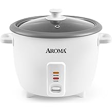 AROMA&reg; Rice Cooker, 8-Cup (Uncooked) / 16-Cup (Cooked), Pot-Style Rice Cooker and Soup Warmer with One-Touch Control, 4 Qt, White, ARC-368NG