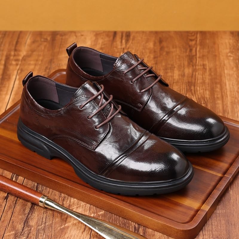 Men's Leather Shoes Formal Shoes Dress Casual Shoes Comfortable Lining Rubber Sole Lace Up Lightweight Soft Breathable Shoes