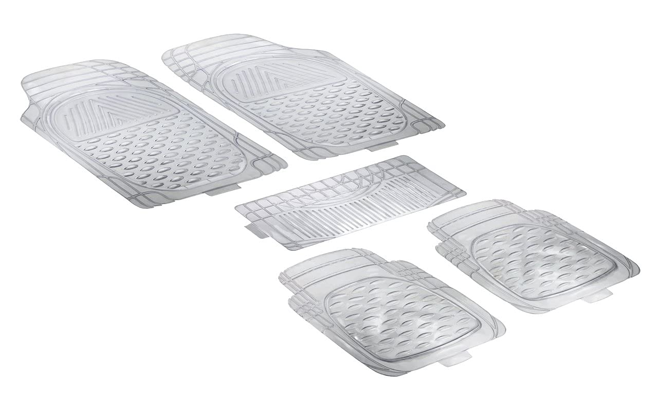 Euro Care Standard PVC Car Mat, Rubber Foot Mats for Sunny,Automotive Floor Mats - Clear-Set of 5