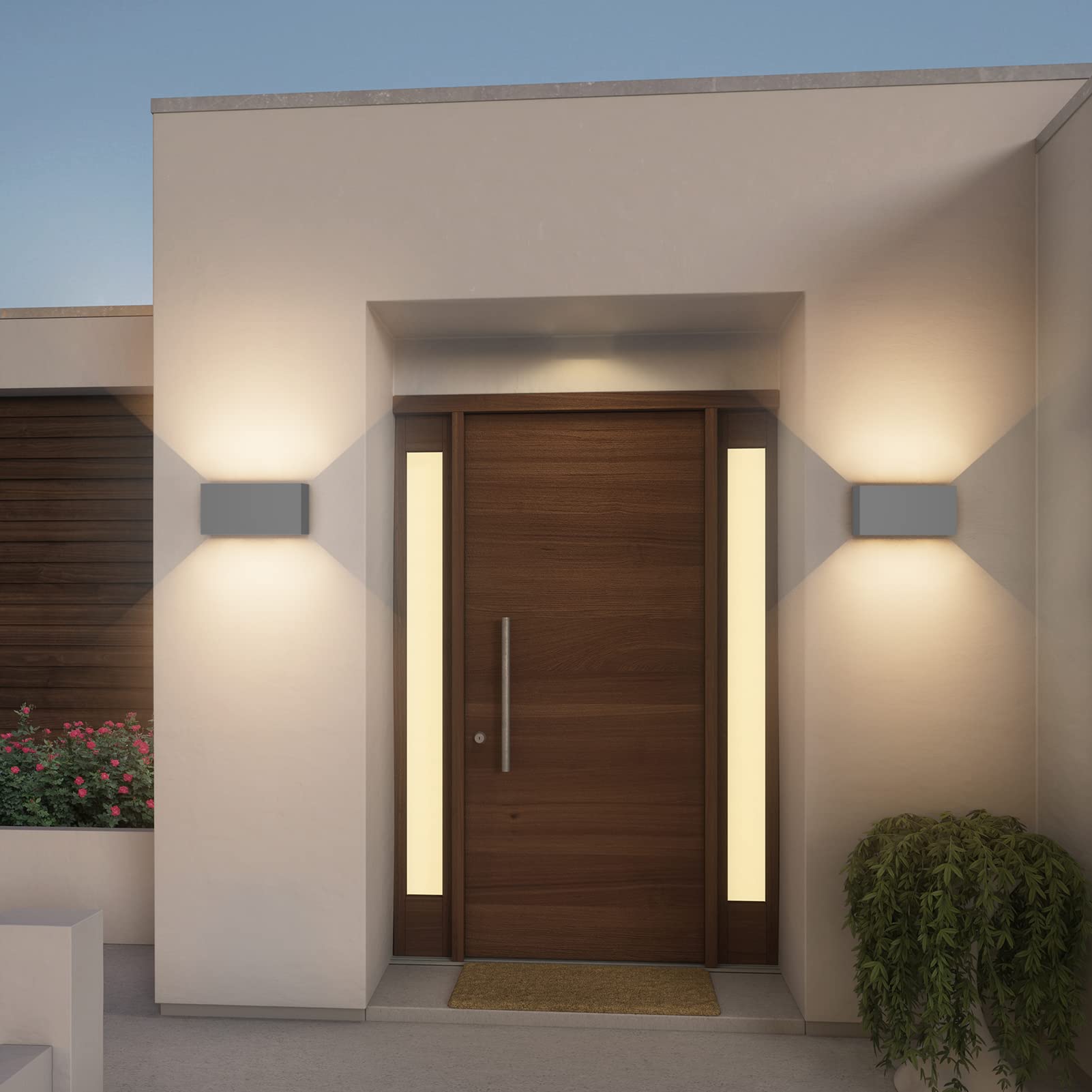 Klighten 2 PCS Lampada da esterno, 24W Applique da Parete con sensore di movimento per luci esterni/interni Lampada da parete con fascio regolabile IP65 Impermeabile 3000K,Grigio scuro