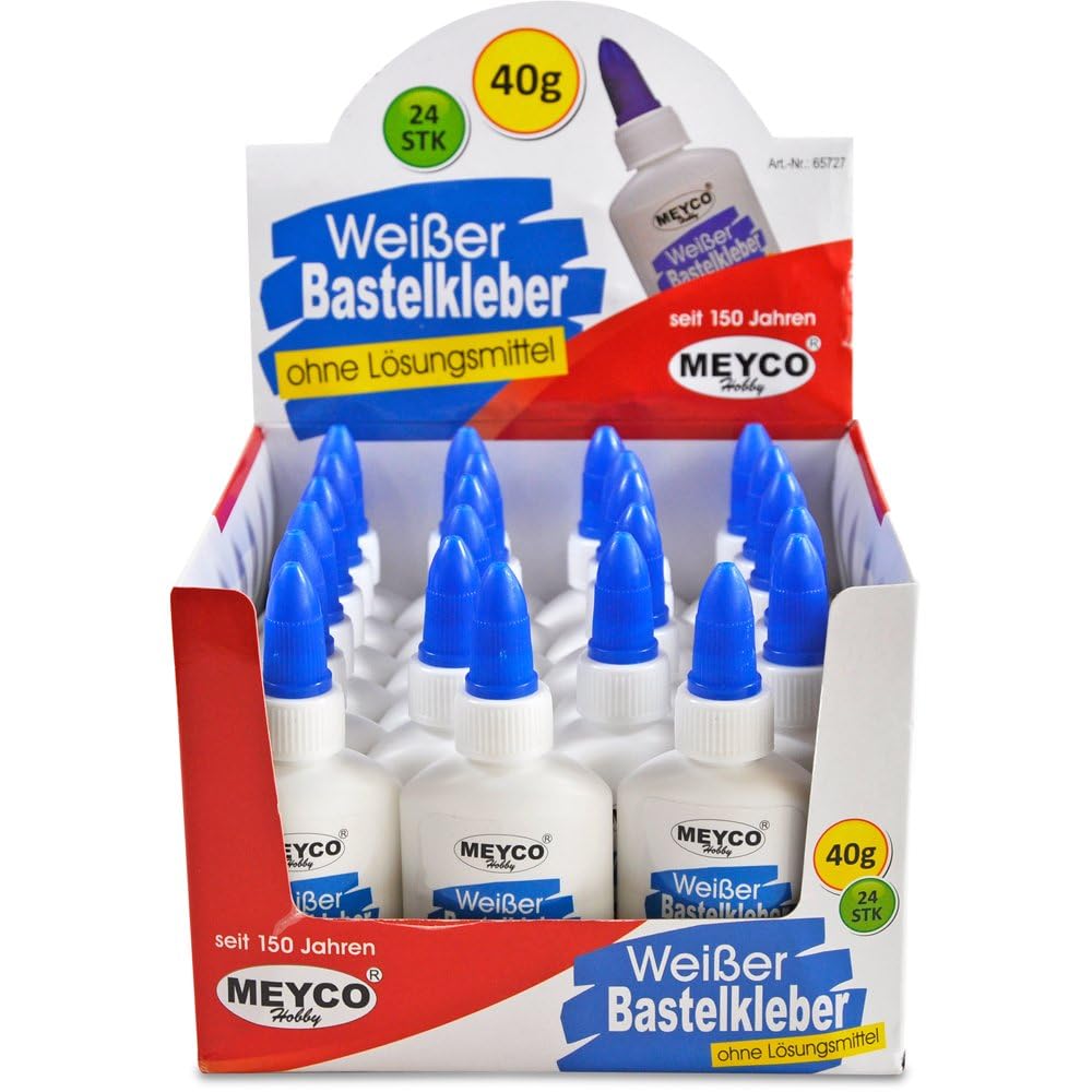 100er-Pack Bastelkleber à 40 Gramm / 100kleine Handliche Flaschen/Ideal für Kinderhände/Großpackung für Kindergarten oder Zuhause/Lösungsmittelfrei/Weiß, Transparent Klebend