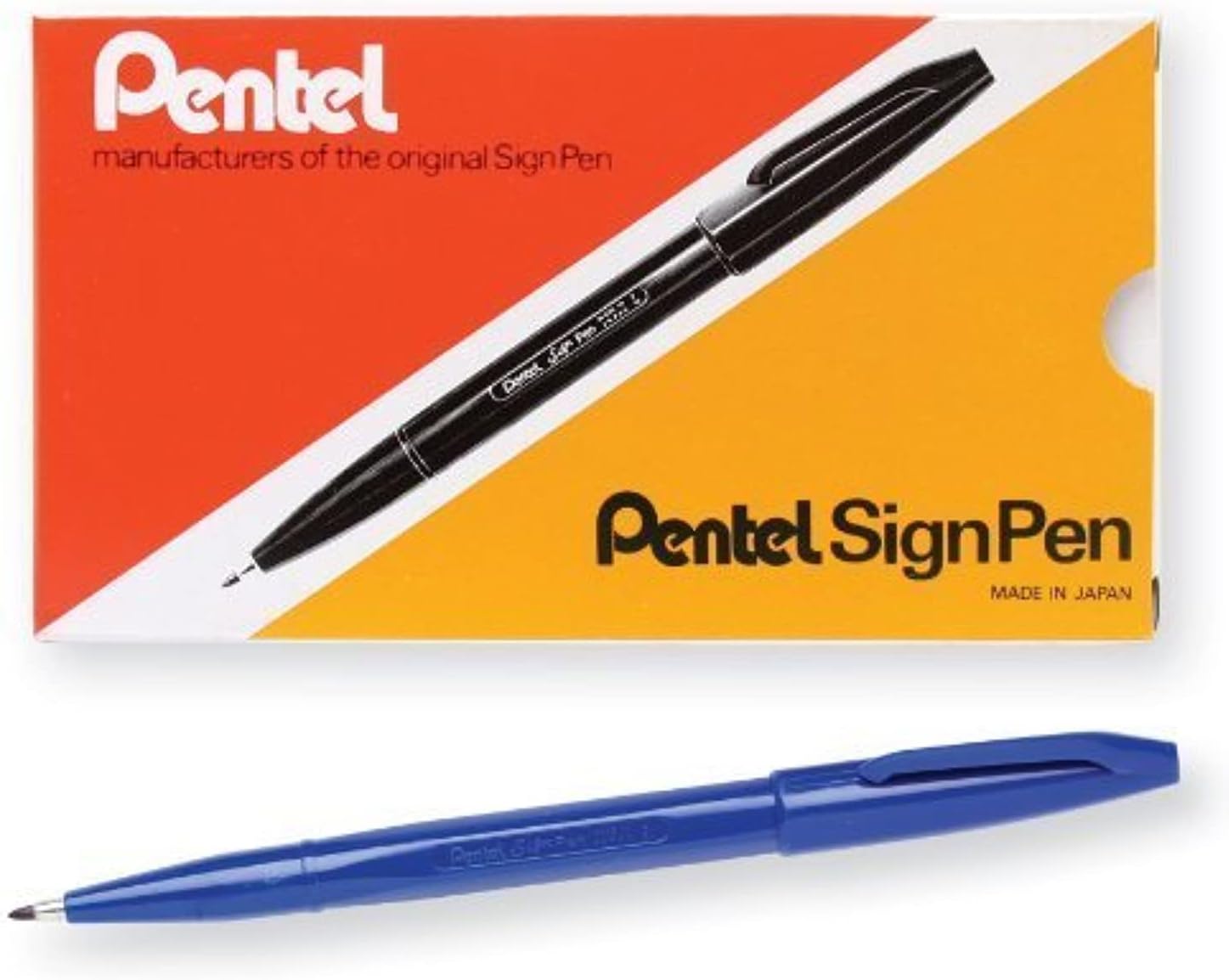 Pentel Sign Pen Fiber-Tipped Pen, Blue Ink, Box of 12 (S520-C) by Pentel
