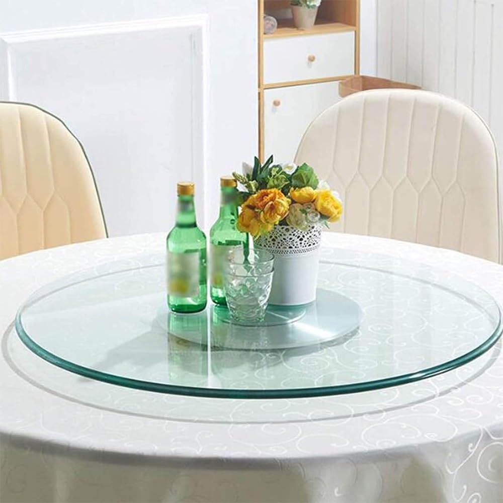 Plateau tournant en verre trempé Lazy Susan transparent plaque rotative lisse