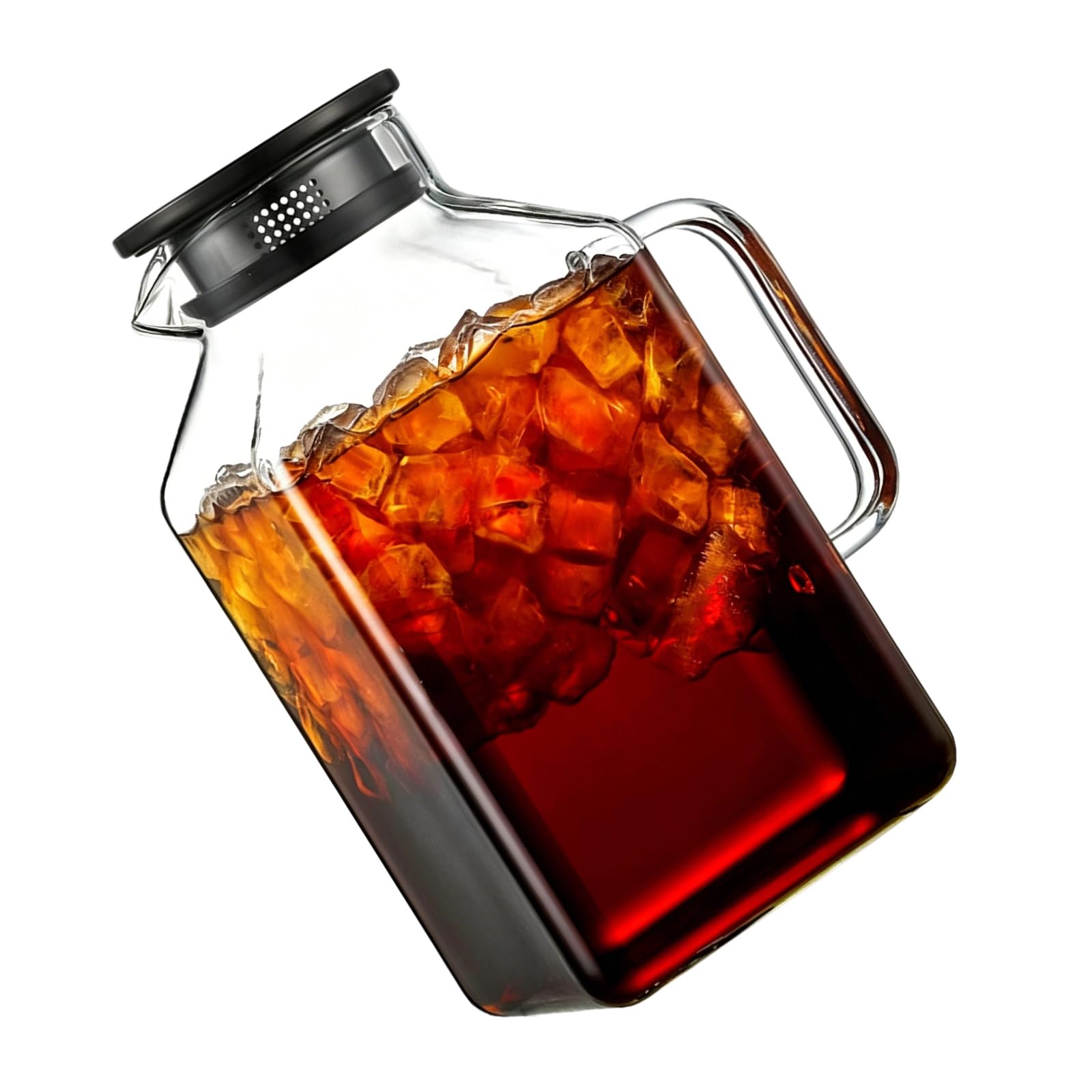 Générique Pichet à Boisson en Verre Transparent, pichet carré de 3800 ML de 1 Gallon avec Couvercle et poignée pour la préparation de Boissons à la Maison et Le Partage de Table