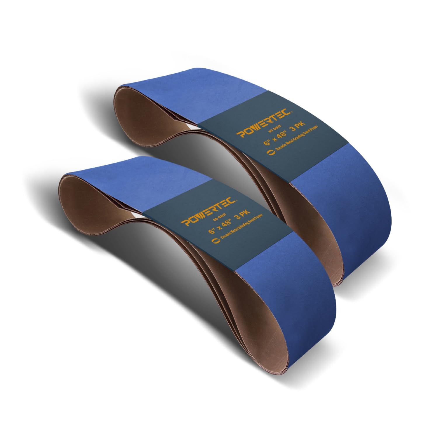 POWERTEC 6 x 48 Inch Zirconia Sanding Belts, 6PK, 60 Grit Belt Sander Sanding Belt for Bench Sander, Belt and Disc sander, Woodworking & Paint Removal