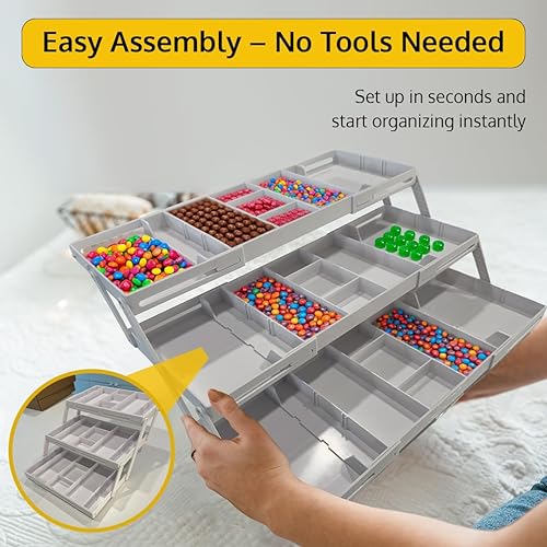 Miniatura 6 de Organizador de cajones de 3 niveles, organizador inteligente de cajones de varios niveles para escritorio, organizador expandible para oficina