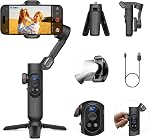 AOCHUAN 3-Axis Gimbal pour iPhone, Stabilisateur Gimbal pour Smartphone avec capteur de vision AI, Portable pour iPhone/Andriod, Stabiliseur de téléphone construit dans la lumière de remplissage parfait pour TikTok YouTube-Smart XPro AI gris