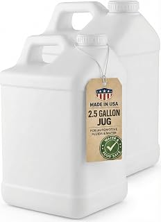 kitchentoolz 2.5 Gallon Jug with Lid - White Opaque HDPE Plastic Jug for Used Motor Oil Disposal, Waste Liquid Storage, Coolant & Mixing - Made in USA - Pack of 2