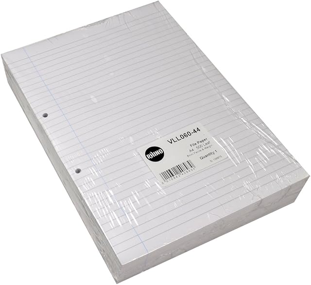 RHINO Stationery A4 Exercise Paper | 500 Sheets | Loose Leaf Paper | 8mm Lined Paper with Margin | Pre-Punched | Educational Standard