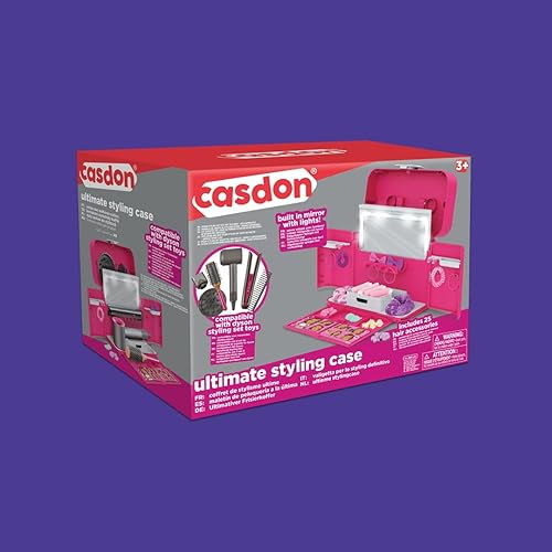 Miniatura 7 de Casdon Funda de peinado definitiva. Estuche plegable para peinar el cabello y accesorios con espejo iluminado, libro de estilo y accesorios para el