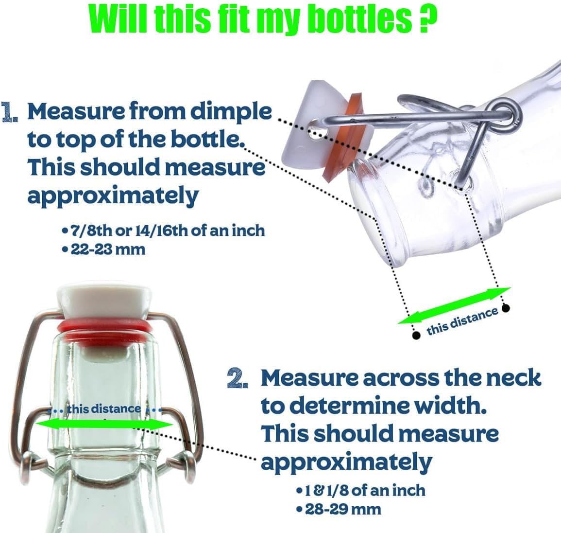 8 Pcs Flip Top Bottle Replacement Caps w/ 8 Sealing Silicone Gasket, Airtight Lids Leakproof Flip Top Stopper for 18mm Glass Bottles Swing Top Lids Fit 8/17.5/26/35oz Beer Bottles (8Pcs)